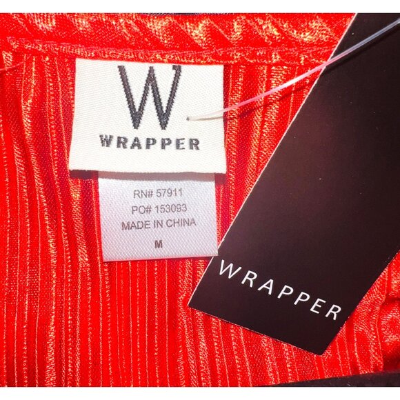 New Red Pleated Long Sleeve Dress By Wrapper Size M - Picture 3 of 3